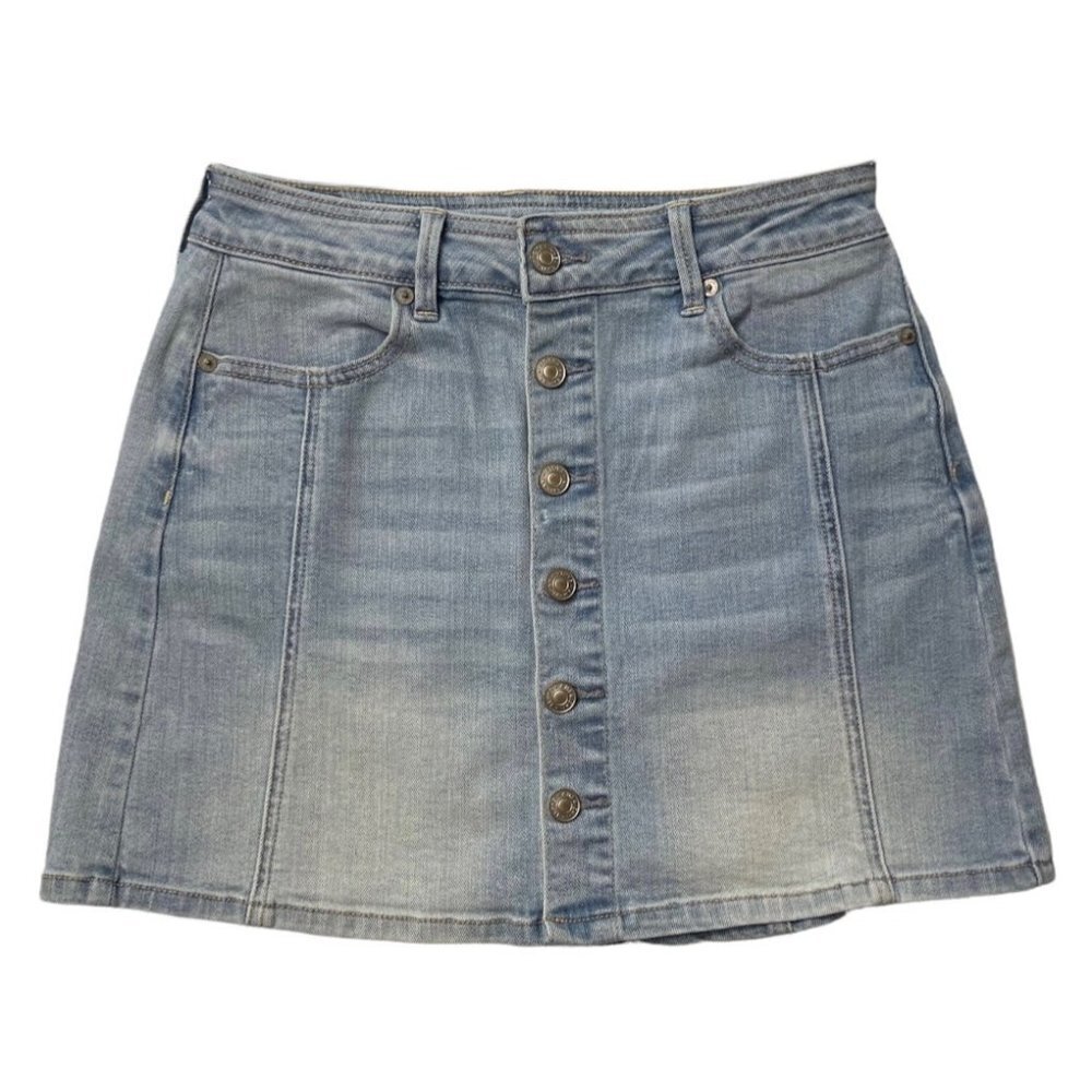 AEO AMERICAN EAGLE Super Stretch Women's A-Line Jean Skirt Size 4 Denim Y2K Mini